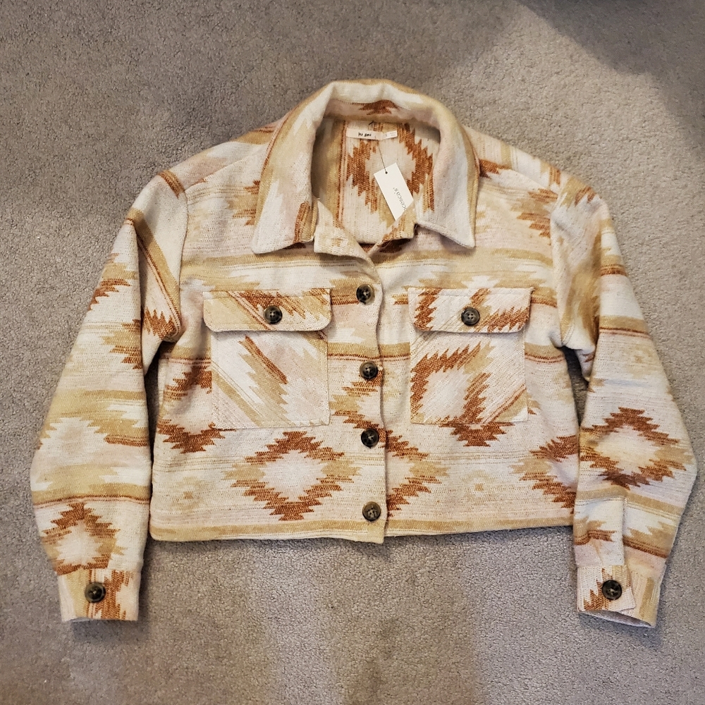 New Francesca's Western Aztec Cropped Jacket Small